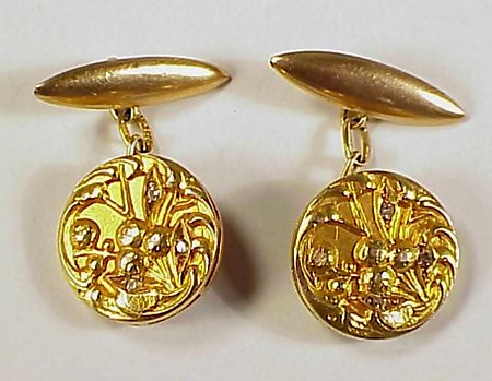 Victorian  18K Yellow Gold &amp; Diamond Cufflinks