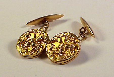 Victorian  18K Yellow Gold &amp; Diamond Cufflinks