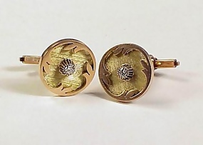 14K Yellow Gold & Diamond Cufflinks