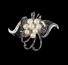 Vintage Mikimoto-Quality Pearl & Sterling Silver Brooch