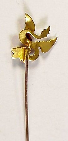 Victorian Art Nouveau 14K Gold Diamond Dragon Stick Pin
