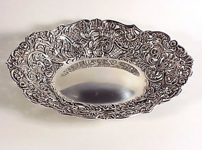 Victorian English Sterling Silver Reticulated Oval Dish
