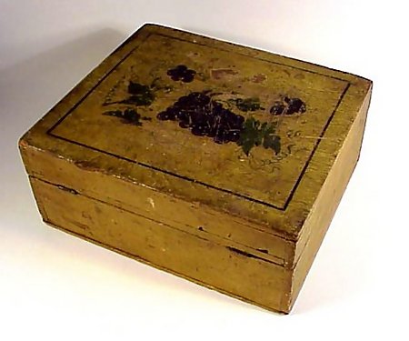 19th Century Paint Decorated Wooden Writing or Work Box