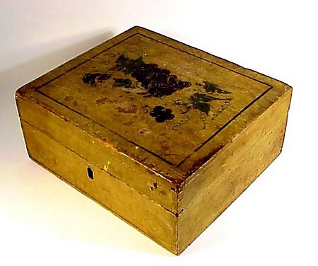 19th Century Paint Decorated Wooden Writing or Work Box