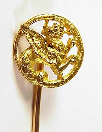 French Victorian 18K Gold Mythological Dragon Stick Pin