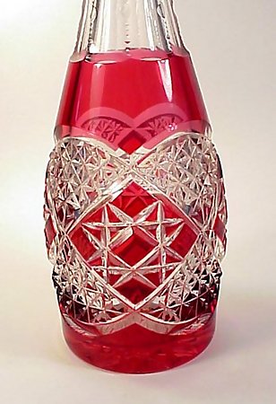 Val St. Lambert Cranberry-to-Clear Cut Glass Decanter