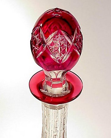 Val St. Lambert Cranberry-to-Clear Cut Glass Decanter
