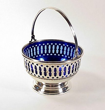 Redlich Sterling Silver &amp; Cobalt Blue Glass Basket