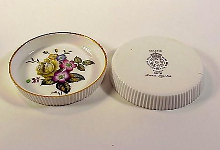 8 Royal Worcester Hand Painted Floral Porcelain Coaster
