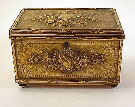 Victorian Louis XVI Style Brass Plated Jewelry Box
