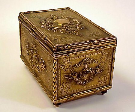 Victorian Louis XVI Style Brass Plated Jewelry Box