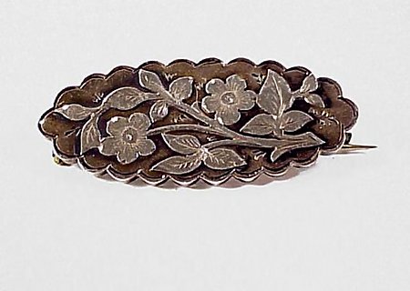 Victorian English Sterling Silver Floral Brooch