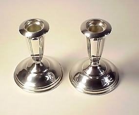 Modernist Sterling Silver Tulip-Form Short Candlesticks