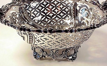 Pair English Edwardian Sterling Silver Footed Baskets