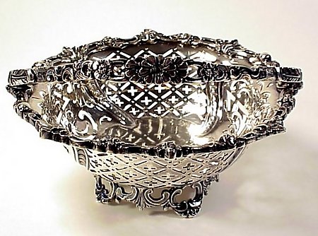 Pair English Edwardian Sterling Silver Footed Baskets