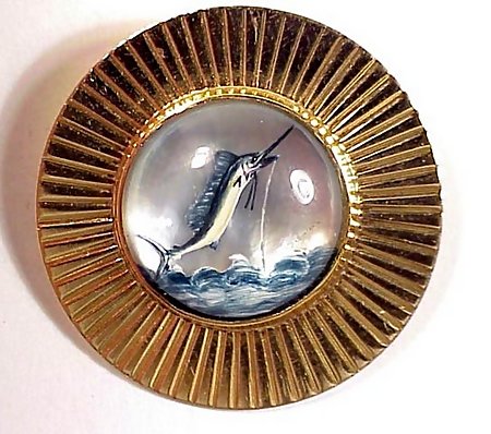 Art Deco 14K Gold Marlin Essex Crystal Brooch