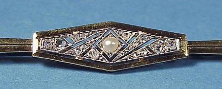 French Art Deco Gold, Diamond &amp; Pearl Brooch