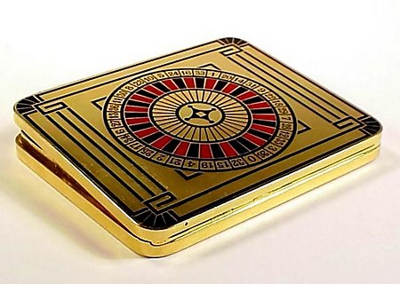 French Art Deco Enameled 18K Gold Roulette Money Case