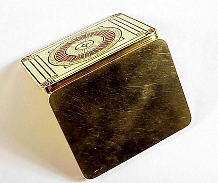 French Art Deco Enameled 18K Gold Roulette Money Case