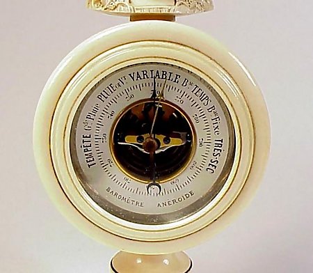 Charles X French Ivory Desktop Aneroid Barometer