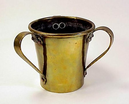 Imperial Russian Hammered Brass 3-Handled Loving Cup