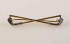 Victorian 18K Gold, Platinum & Pearl Golf Clubs Pin