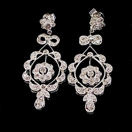 Edwardian Style Platinum &amp; Diamond Earrings