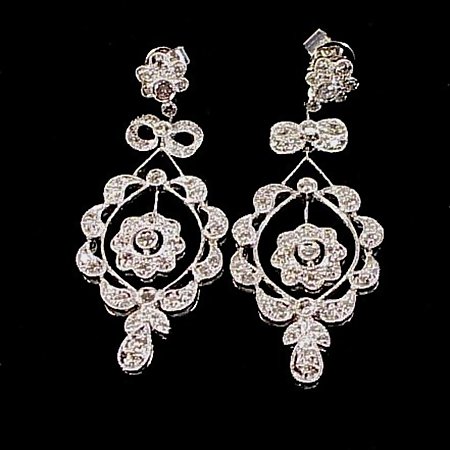 Edwardian Style Platinum & Diamond Earrings