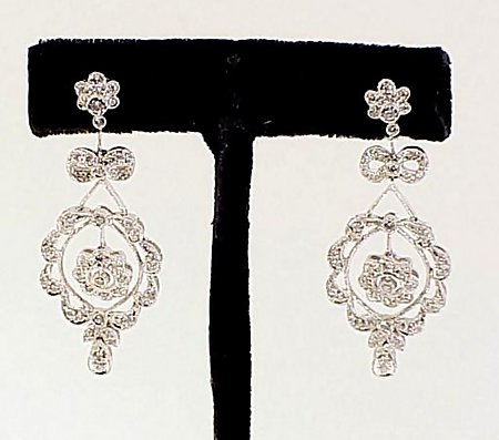 Edwardian Style Platinum &amp; Diamond Earrings