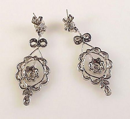 Edwardian Style Platinum &amp; Diamond Earrings