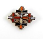 Victorian Scottish Agate Silver Jerusalem Cross Brooch