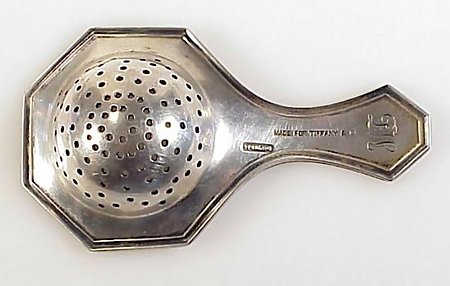 Edwardian Tiffany Sterling Silver &amp; Enamel Tea Strainer