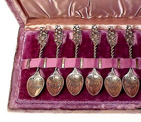 12 Whiting Sterling LILY OF THE VALLEY Demitasse Spoons