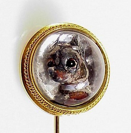 Victorian 14K Gold Essex Crystal Chihuahua Stick Pin