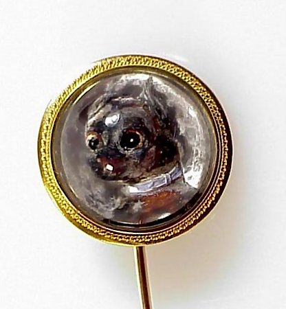 Victorian 14K Gold Essex Crystal Chihuahua Stick Pin