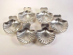 6 Tiffany & Co. Silverplate Scallop Shell Dishes