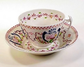 English Pink Lustre Porcelain Cup & Saucer