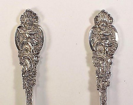 Pair English Victorian Sterling Silver Berry Spoons