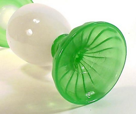 French White &amp; Green Opaline Glass Baluster Vase