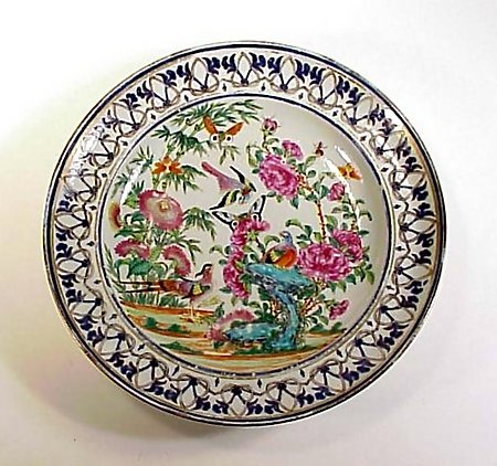 Pair Chinese Export Porcelain Famille Rose Soup Plates