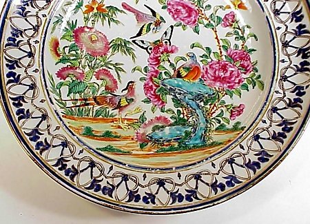 Pair Chinese Export Porcelain Famille Rose Soup Plates