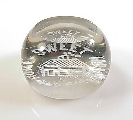 Antique S Jersey Frit HOME SWEET HOME Glass Paperweight