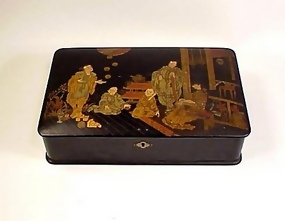Victorian Lacquered Papier-Mache Chinoiserie Box