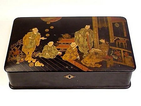 Victorian Lacquered Papier-Mache Chinoiserie Box