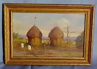 American West Indian Reservation Oil Painting
