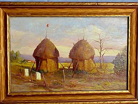 American West Indian Reservation Oil Painting