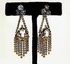 Art Nouveau 18K Gold & Aquamarine Tassel Earrings