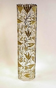 Art Nouveau Harrach Gilt & Engraved Crystal Vase