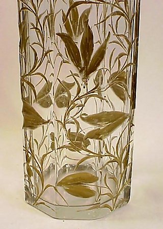 Art Nouveau Harrach Gilt &amp; Engraved Crystal Vase