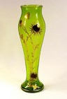 Moser Enameled & Gilt Thistle Cased Green Glass Vase